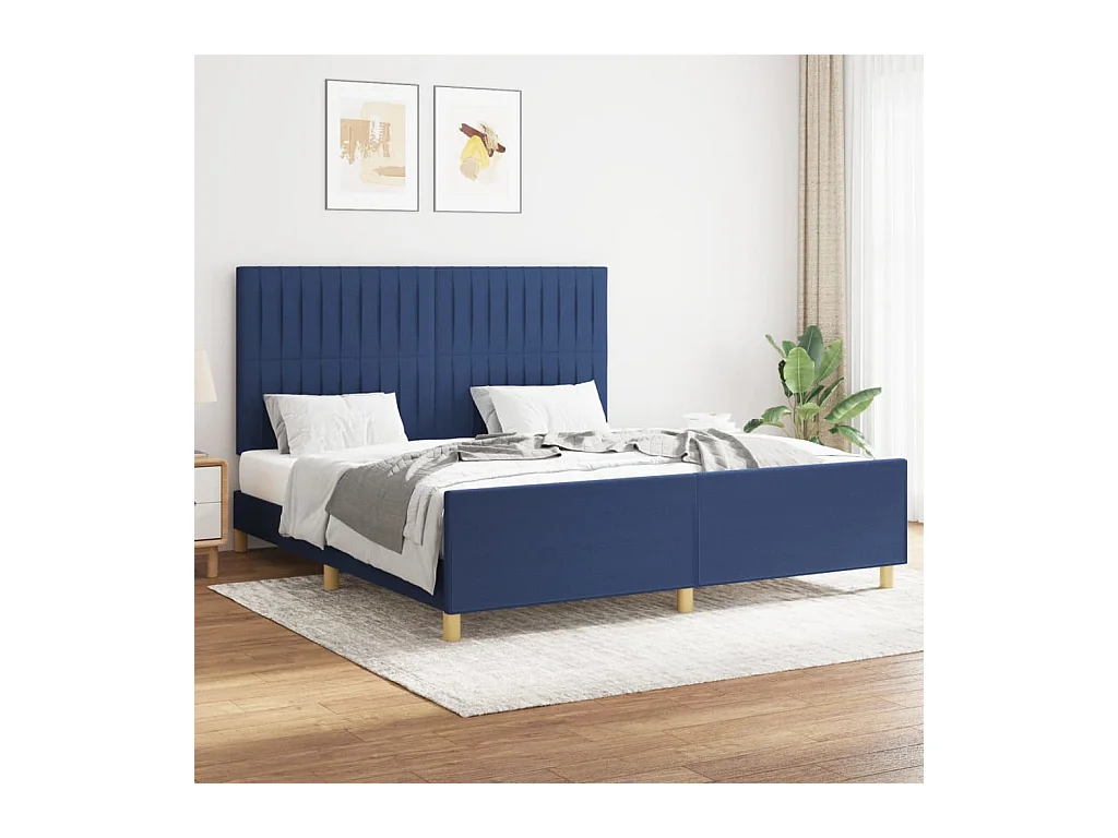 Cadre de lit sans matelas bleu 160x200 cm tissu
