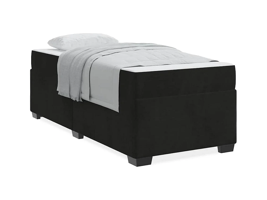 Cadre de lit avec matelas avec matelas Noir 90 x 190 cm Velours