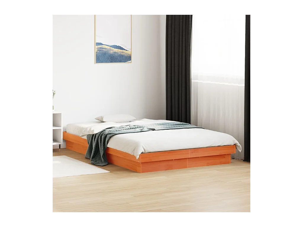 Estructura de cama LED sin colchón 140x190 cm madera maciza