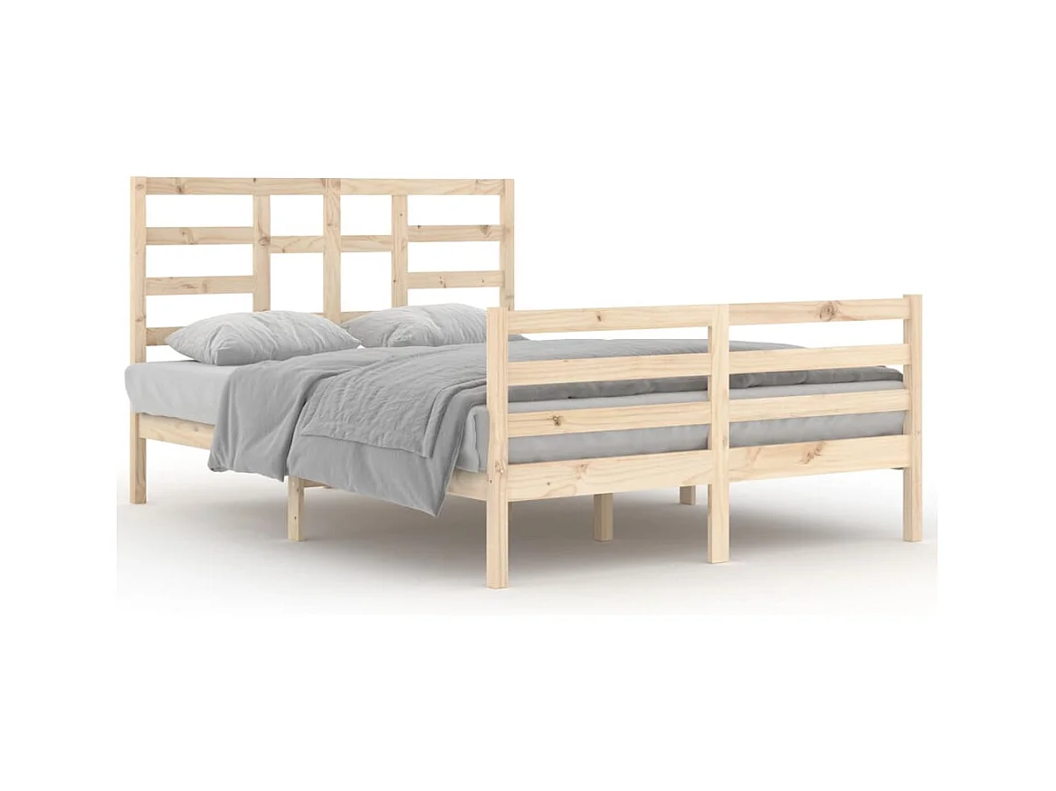 Estructura de cama de madera maciza sin colchón 140x200 cm