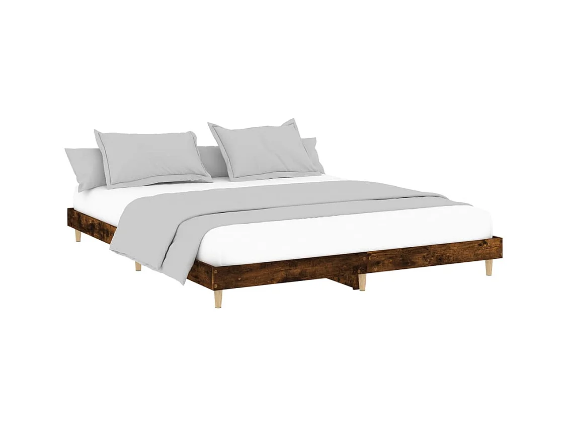 Bedframe zonder matras gerookt eiken 200x200 cm bewerkt hout