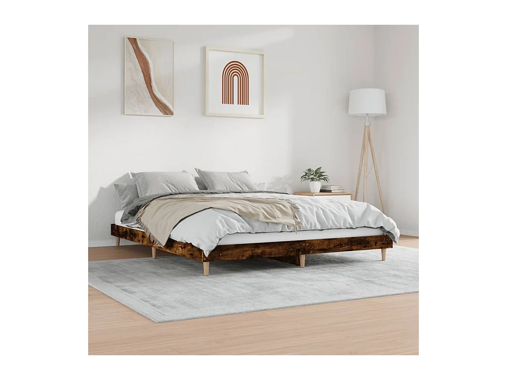 Bedframe zonder matras gerookt eiken 200x200 cm bewerkt hout