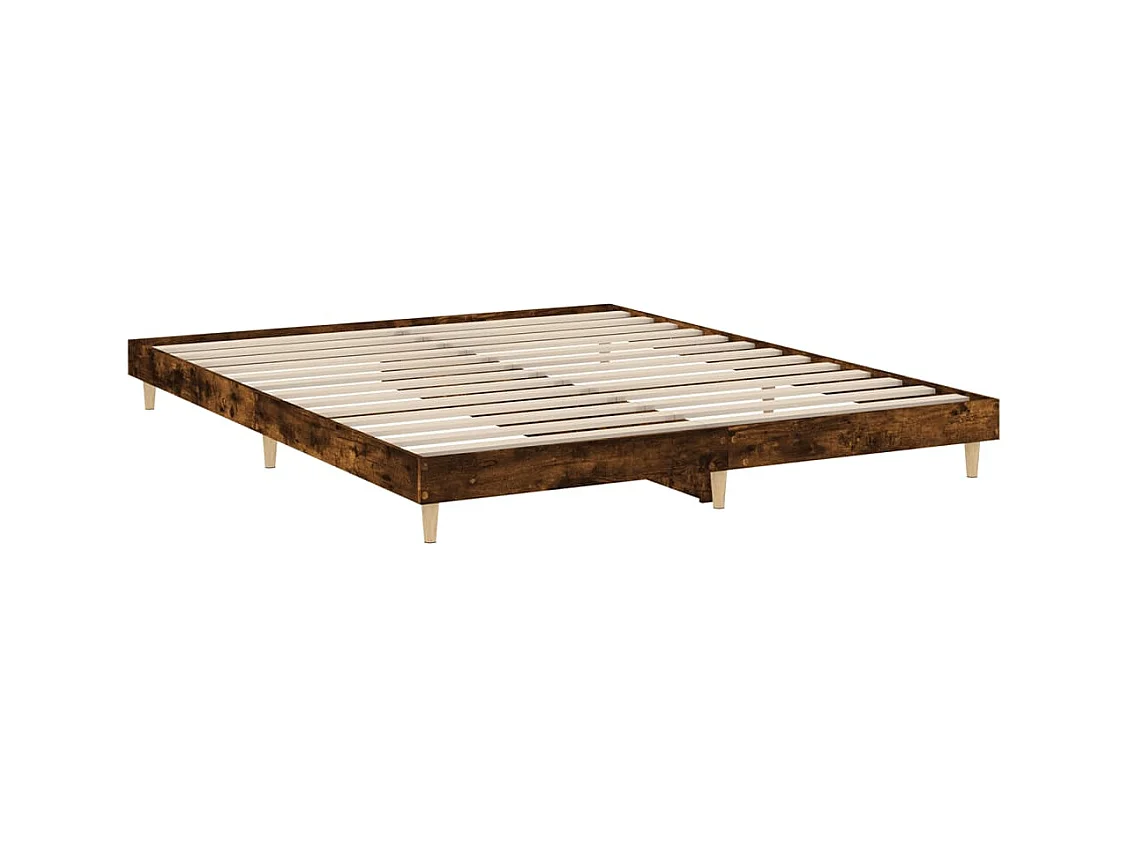 Bedframe zonder matras gerookt eiken 200x200 cm bewerkt hout