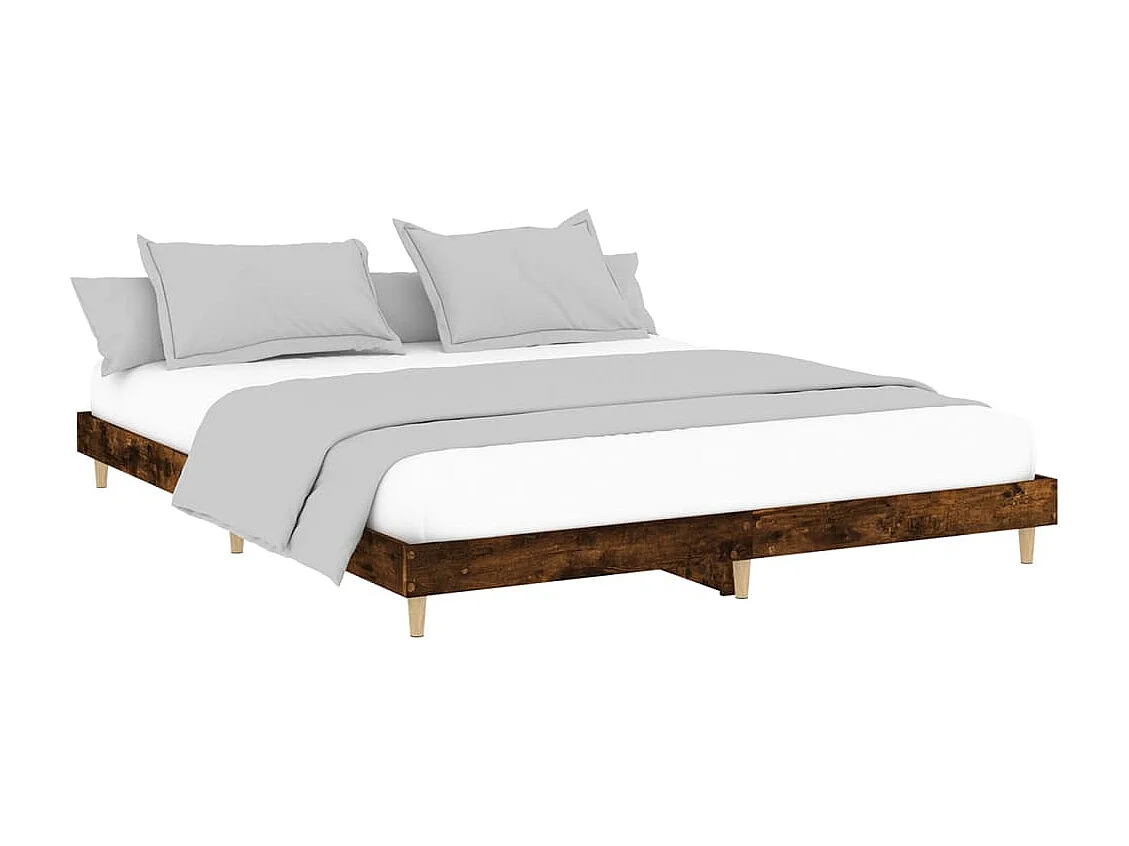 Cadre de lit sans matelas chêne fumé 200x200 cm bois ingénierie