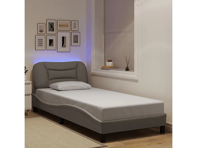 Bettgestell mit LED ohne Matratze taupe 80x200 cm Stoff