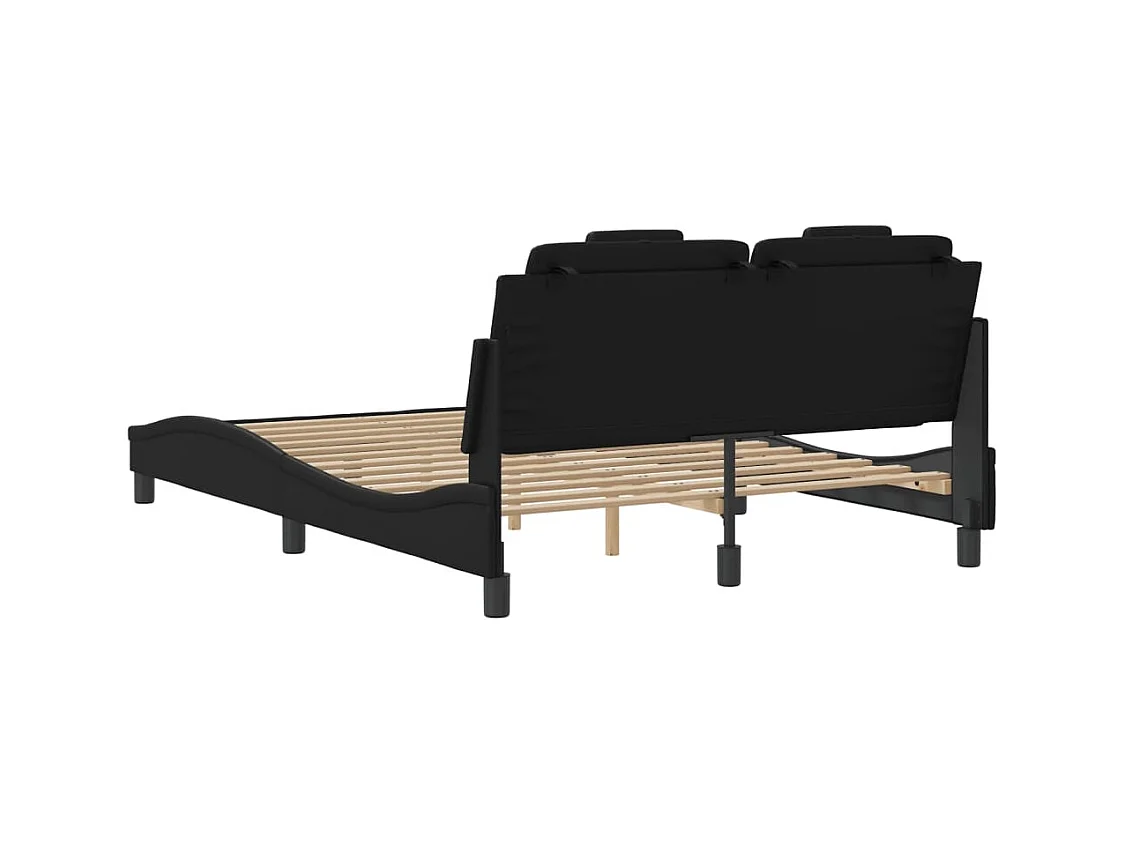 Estructura de cama sin colchón negra 140x190 cm polipiel