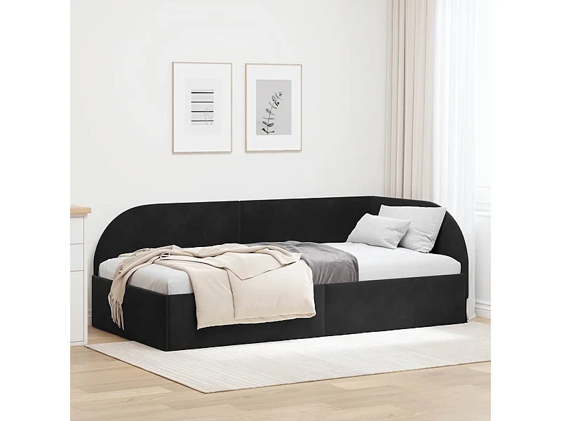 Hoekbedframe met hoofdbord Zwart 80 x 200 cm Fluweel