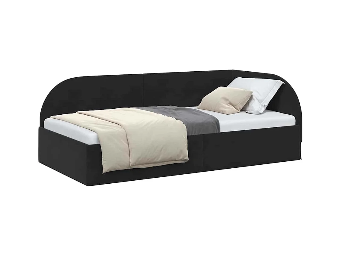 Hoekbedframe met hoofdbord Zwart 80 x 200 cm Fluweel