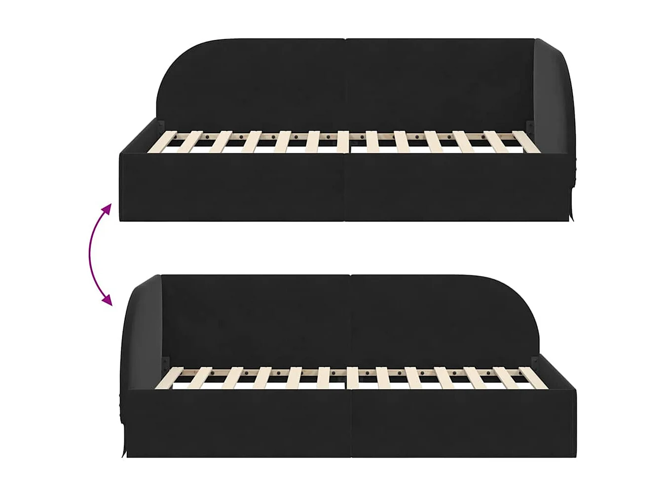 Hoekbedframe met hoofdbord Zwart 80 x 200 cm Fluweel