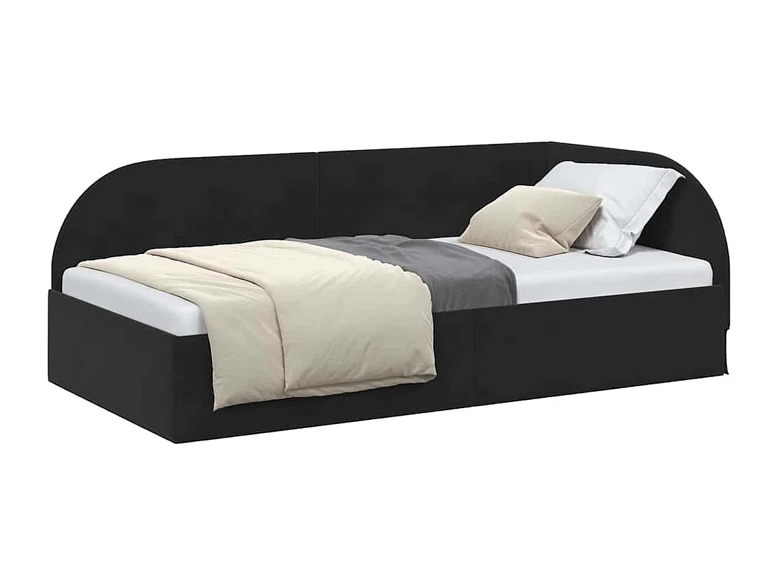 Hoekbedframe met hoofdbord Zwart 80 x 200 cm Fluweel
