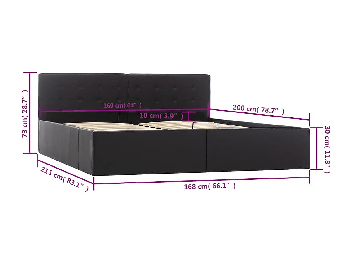 Cadre de lit avec rangement hydraulique Similicuir 160x200 cm