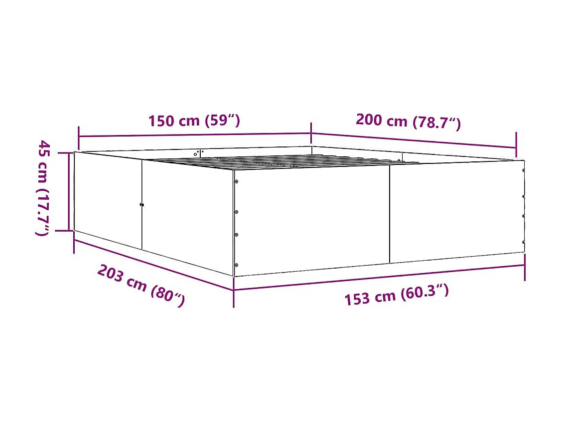 Bettgestell ohne Matratze weiß 150x200 cm
