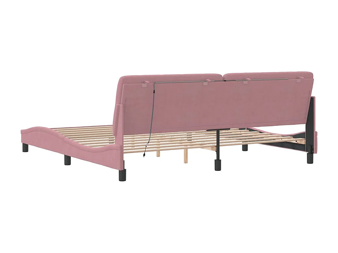 Cadre de lit avec lumières LED rose 200x200 cm velours