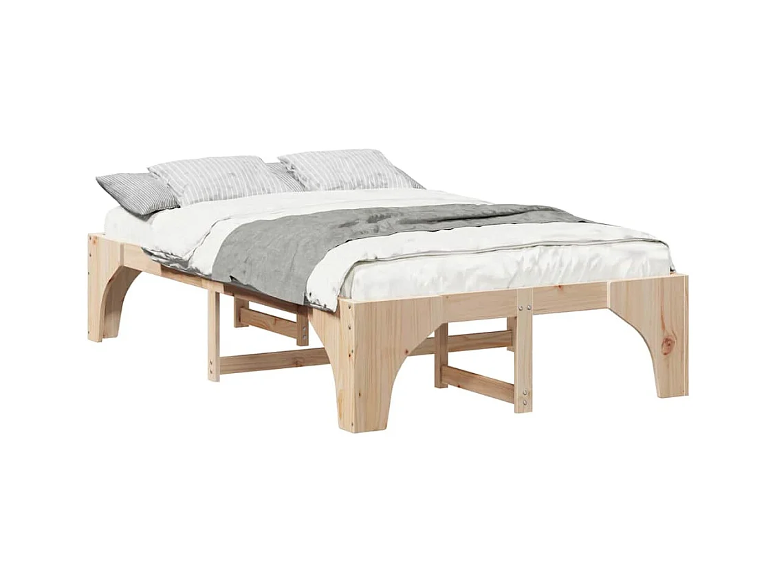 Verhoogd bedframe bruin 120 x 200 cm massief grenenhout