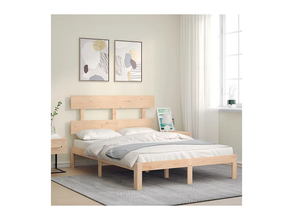 Cadre de lit sans matelas 140x200 cm bois massif de pin