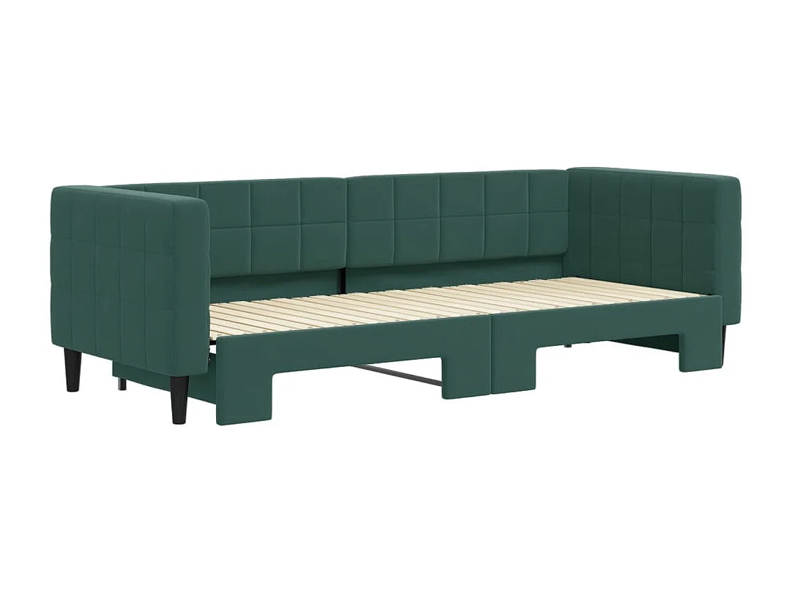 Cama de día con nido sin colchón verde oscuro 80x200 cm