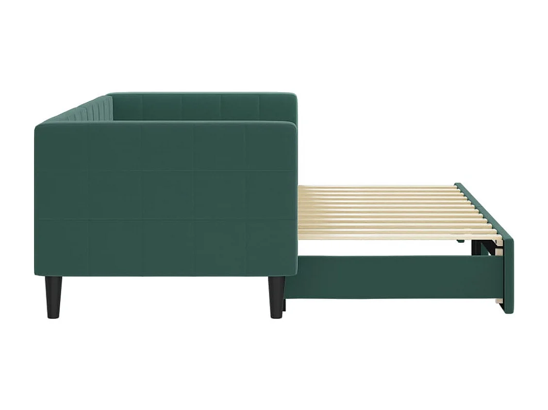 Cama de día con nido sin colchón verde oscuro 80x200 cm