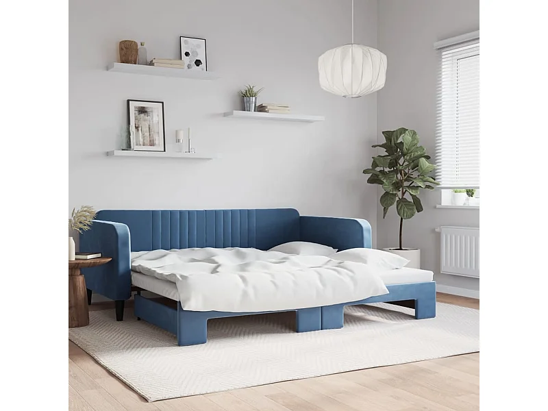 Dagbed met onderschuifbed zonder matras blauw 100x200 cm