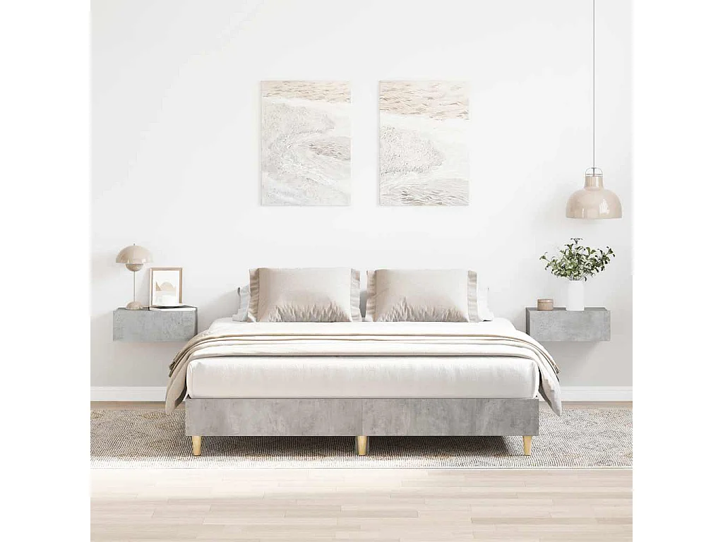 Cadre de lit sans matelas gris béton 140x200 cm bois ingénierie