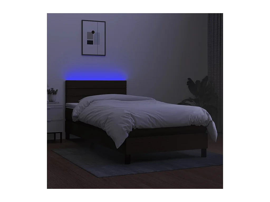 Sommier à lattes de lit avec matelas et LED Noir 80x200cm Tissu