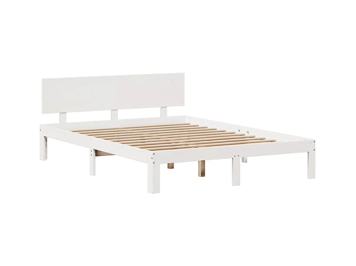 Cama librería blanca sin colchón 120x200 cm madera maciza de pino