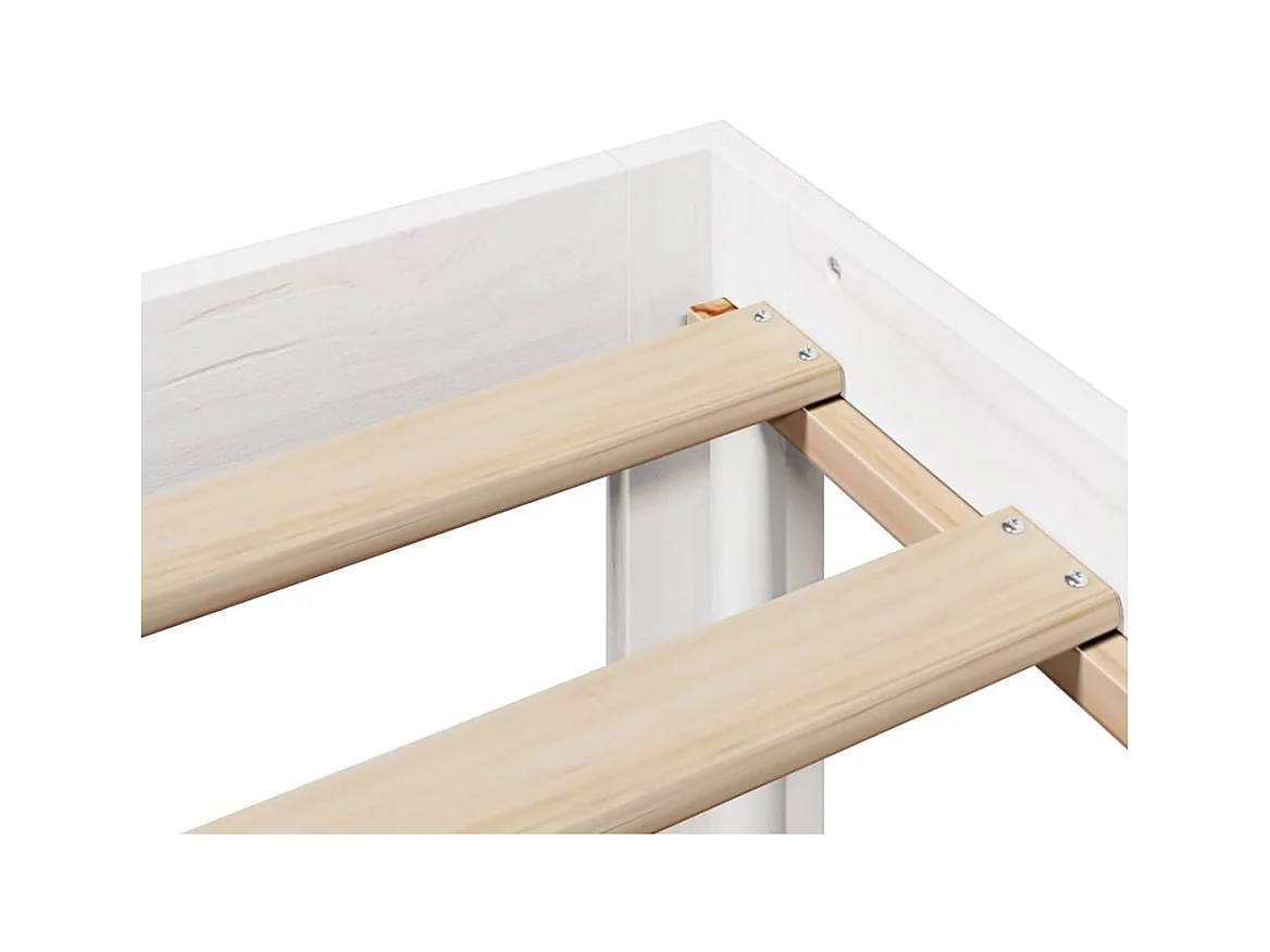 Cama librería blanca sin colchón 120x200 cm madera maciza de pino