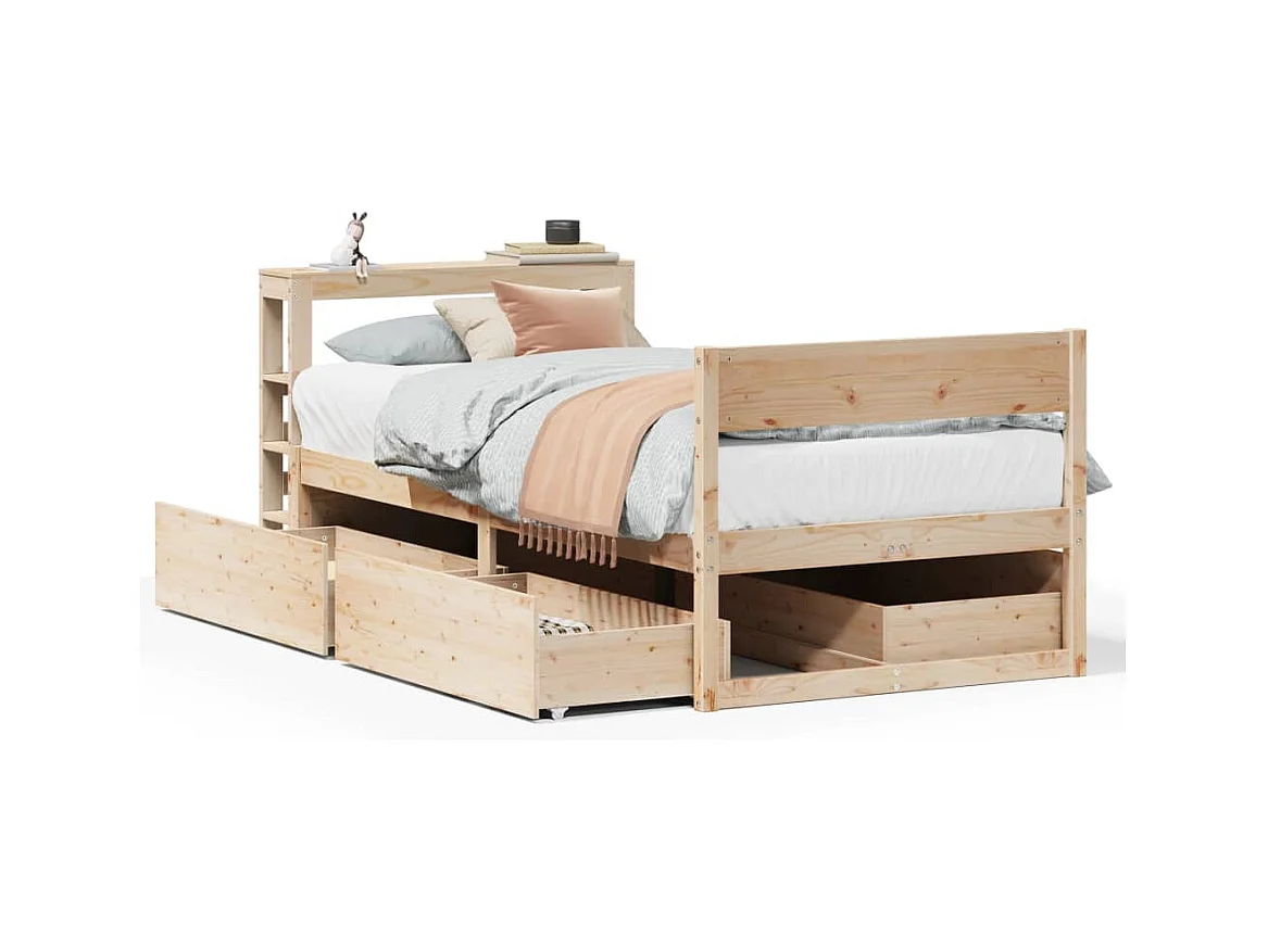 Cadre de lit sans matelas 75x190 cm bois de pin massif