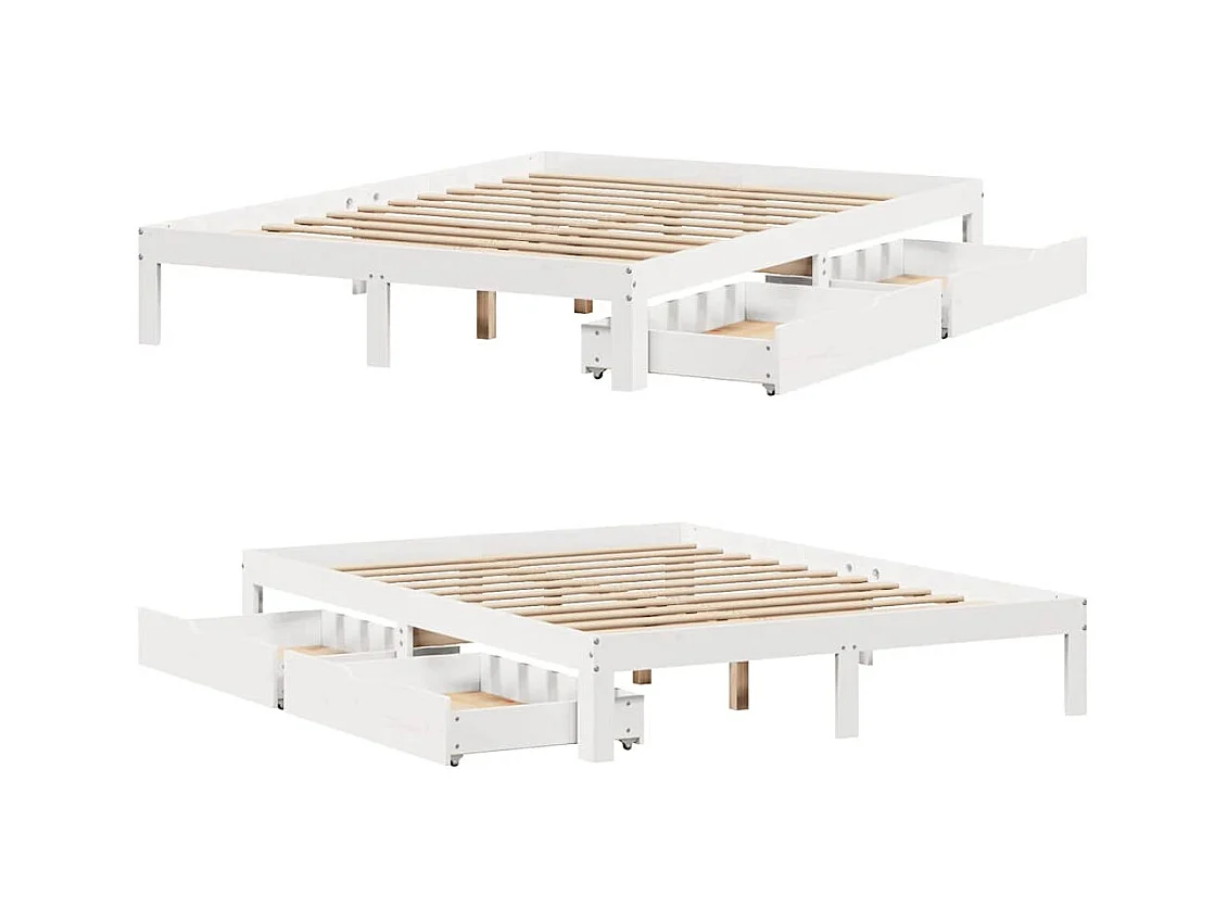 Estructura de cama con cajones sin colchón blanca 120x200 cm