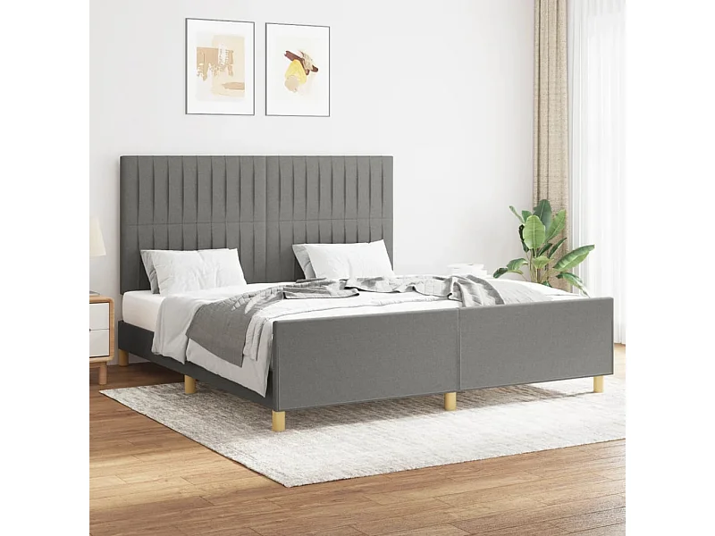 Bedframe zonder matras donkergrijs 160x200 cm stof