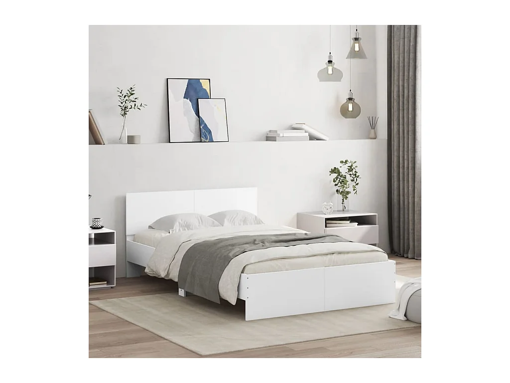Struttura letto con LED senza materasso bianco 135x190 cm