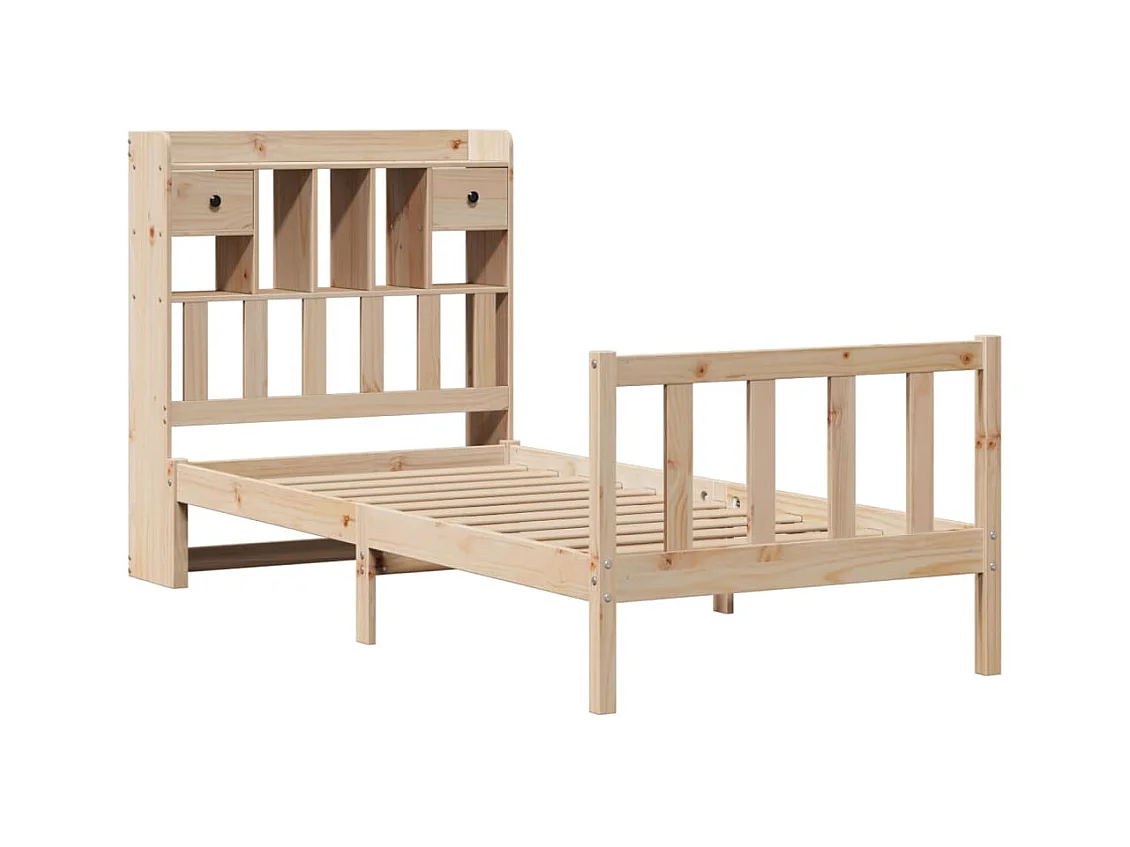 Lit bibliothèque sans matelas 90x190 cm bois de pin massif