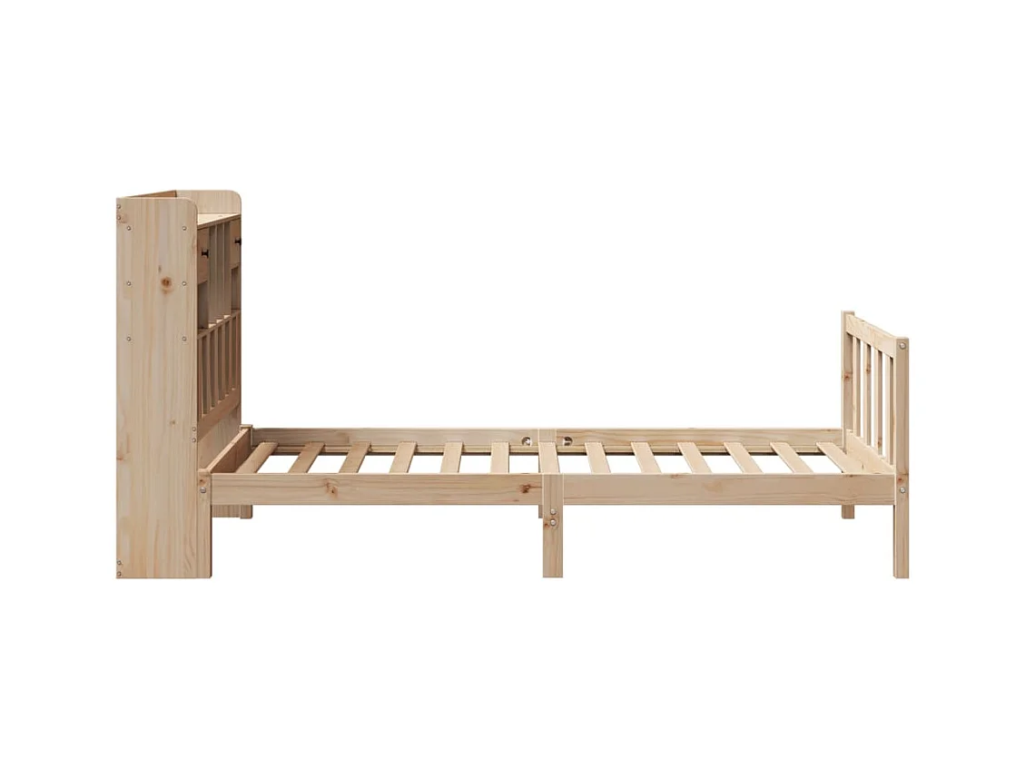 Lit bibliothèque sans matelas 90x190 cm bois de pin massif