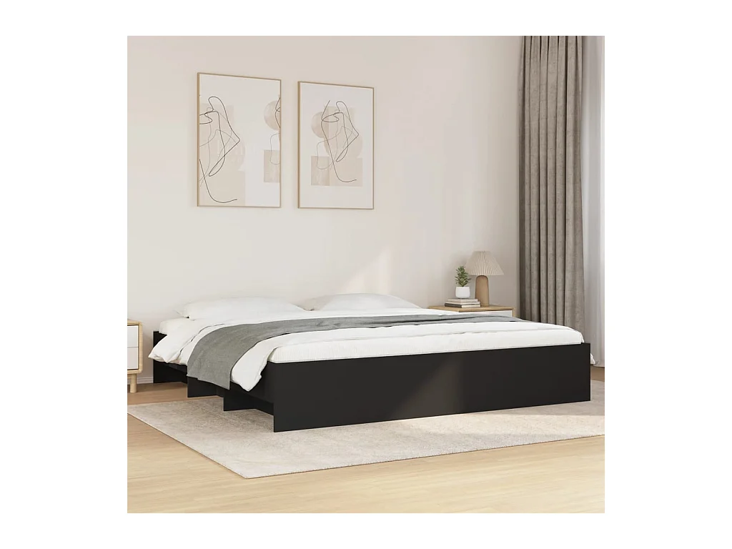 Estructura de cama sin colchón negra 180x200 cm madera contrachapada