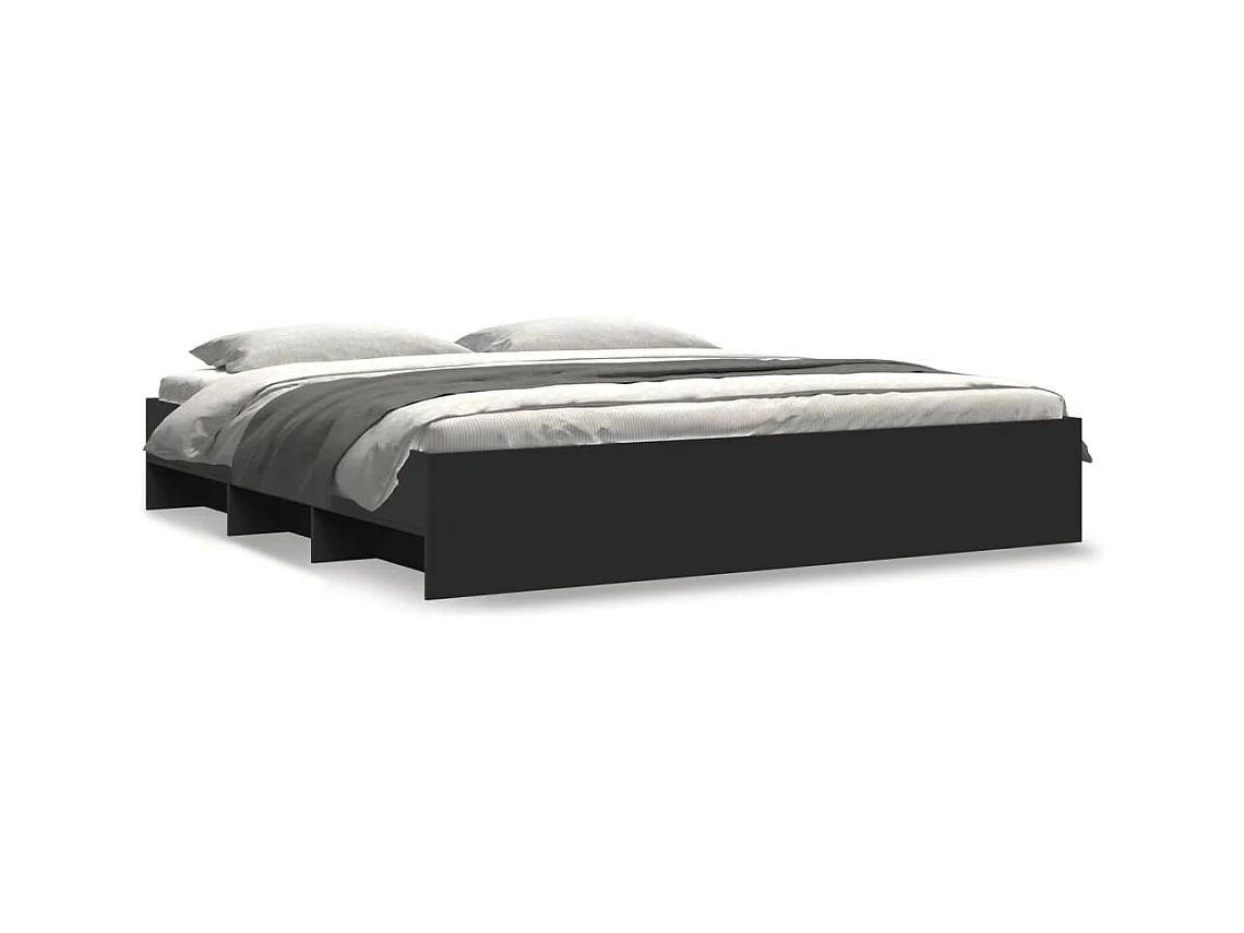 Estructura de cama sin colchón negra 180x200 cm madera contrachapada