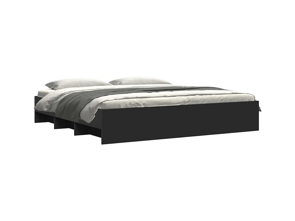 Estructura de cama sin colchón negra 180x200 cm madera contrachapada
