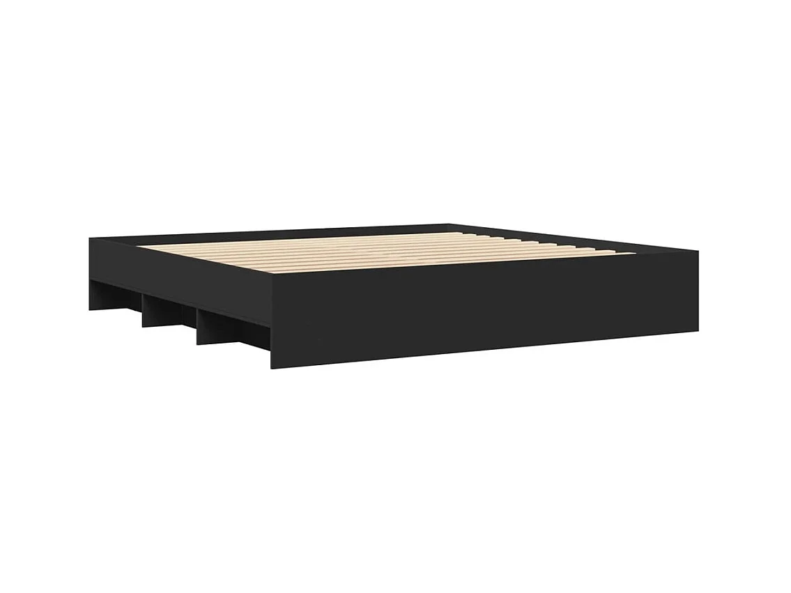 Estructura de cama sin colchón negra 180x200 cm madera contrachapada