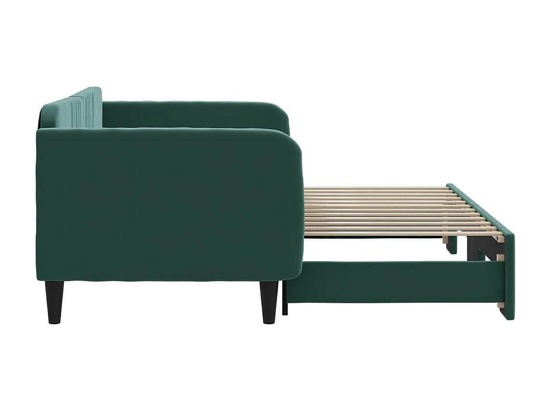 Lit de jour avec gigogne sans matelas vert foncé 90x200 cm