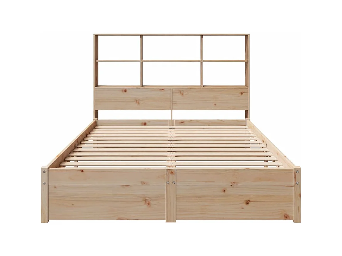 Cama biblioteca sin colchón 140x200 cm madera maciza de pino