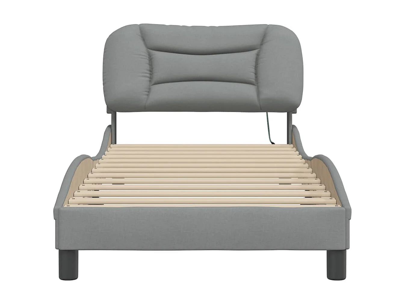 Estructura de cama con LED sin colchón tela gris claro 90x190 cm