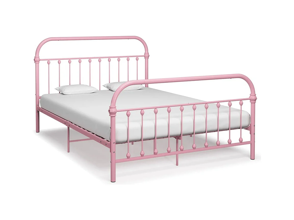 Struttura letto in metallo rosa senza materasso 140x200 cm