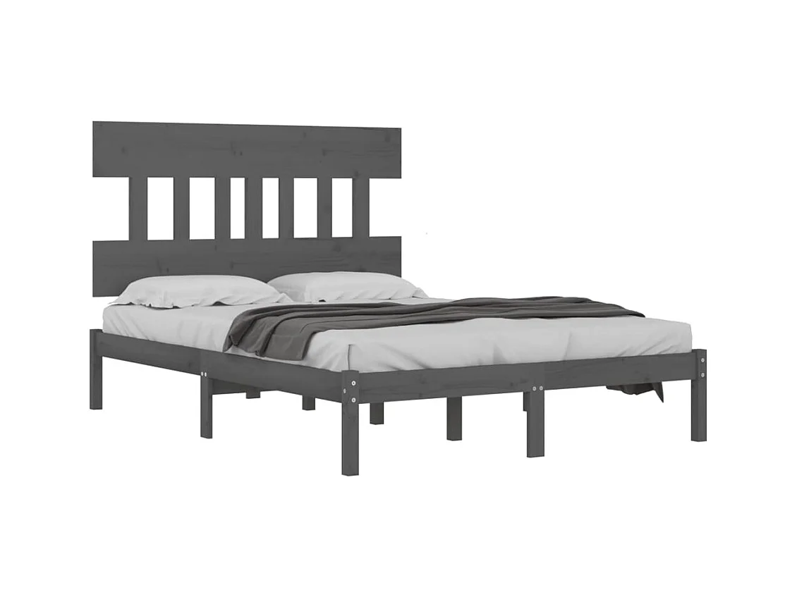 Estructura de cama sin colchón gris 200x200 cm madera maciza