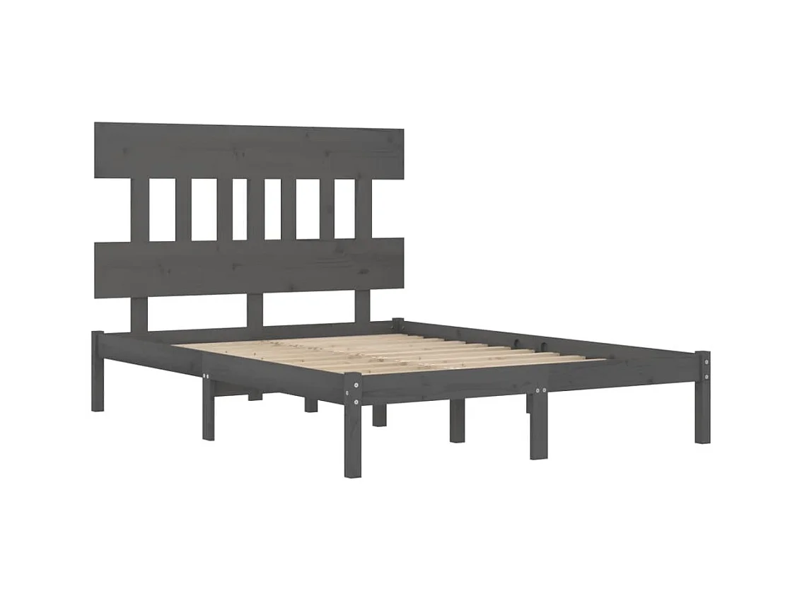 Estructura de cama sin colchón gris 200x200 cm madera maciza