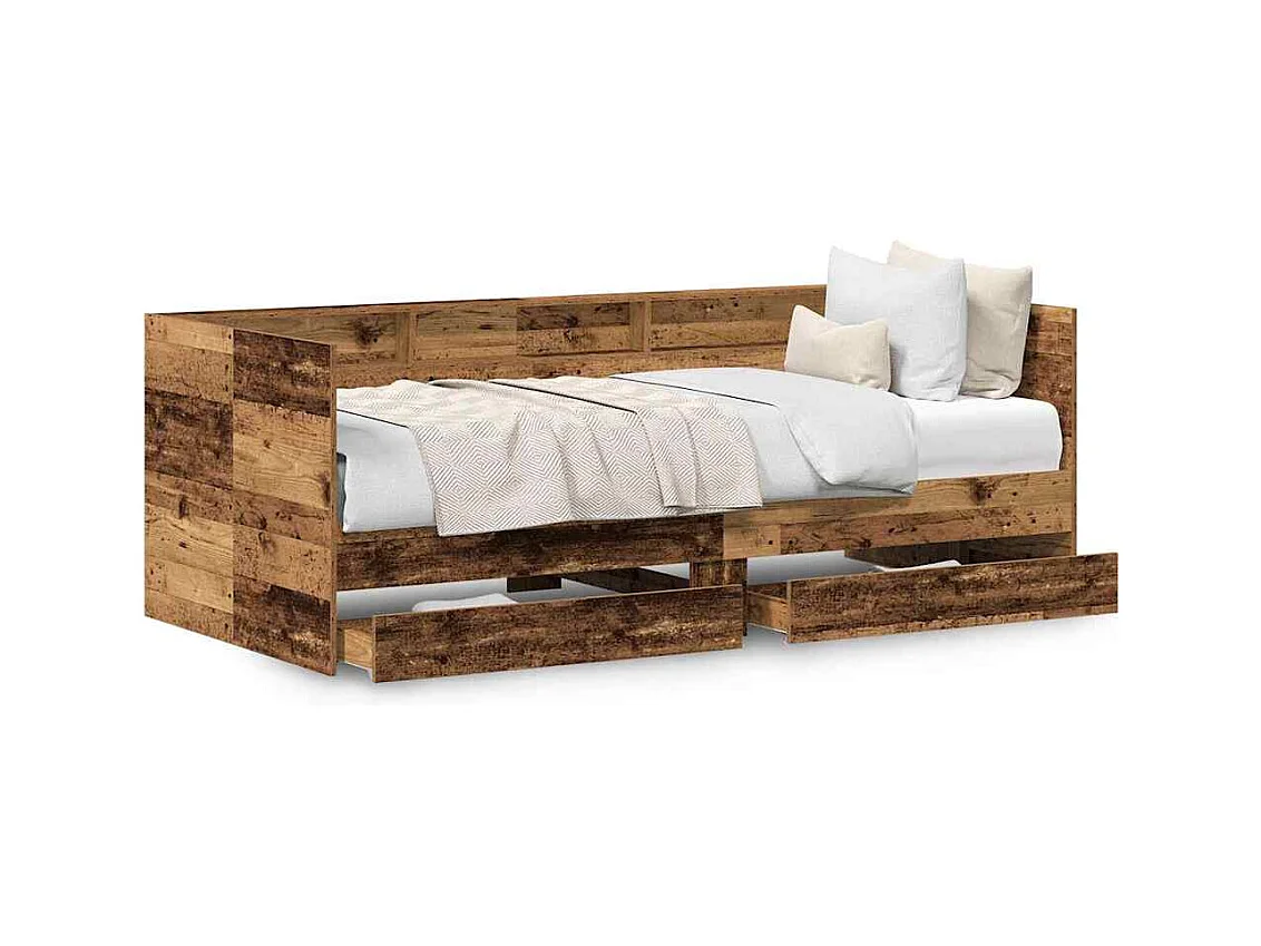 Struttura divano letto con cassetti Legno antico 90 x 200 cm
