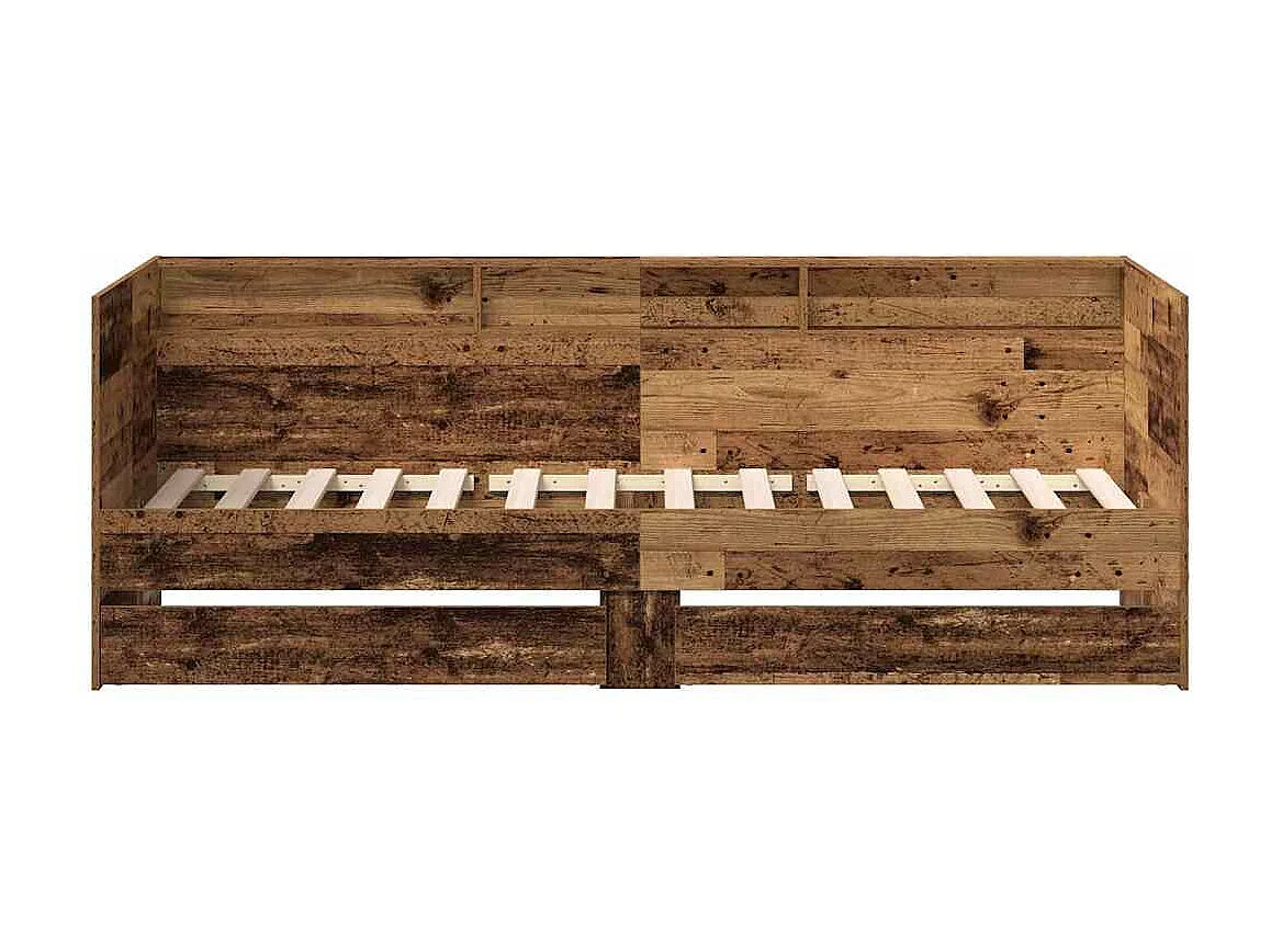 Struttura divano letto con cassetti Legno antico 90 x 200 cm
