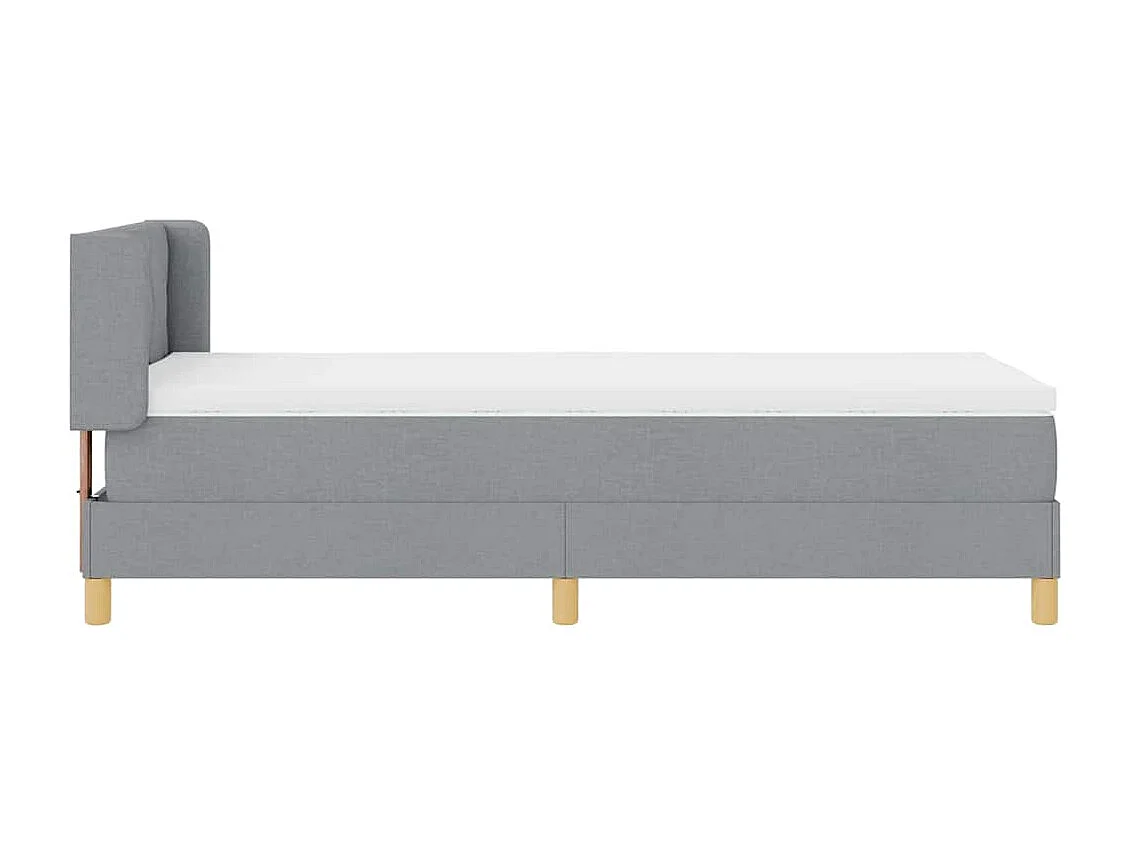 Lit à Ressorts avec matelas Gris clair 90 x 200 cm tissu