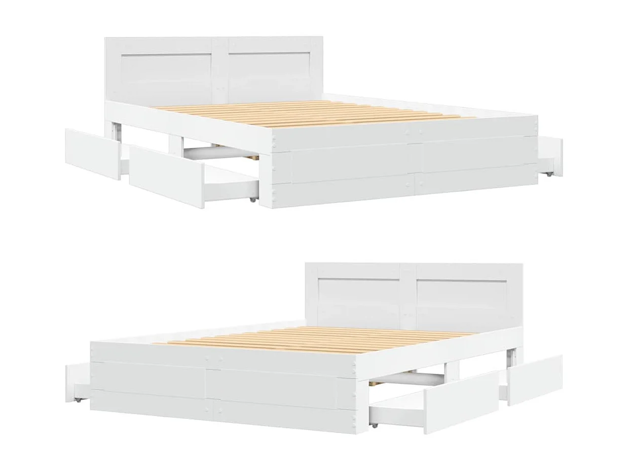 Bedframe met hoofdbord zonder matras wit 140x190 cm