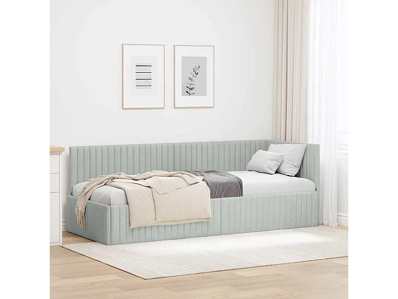 Cadre de lit d'angle Gris clair 80 x 200 cm Velours