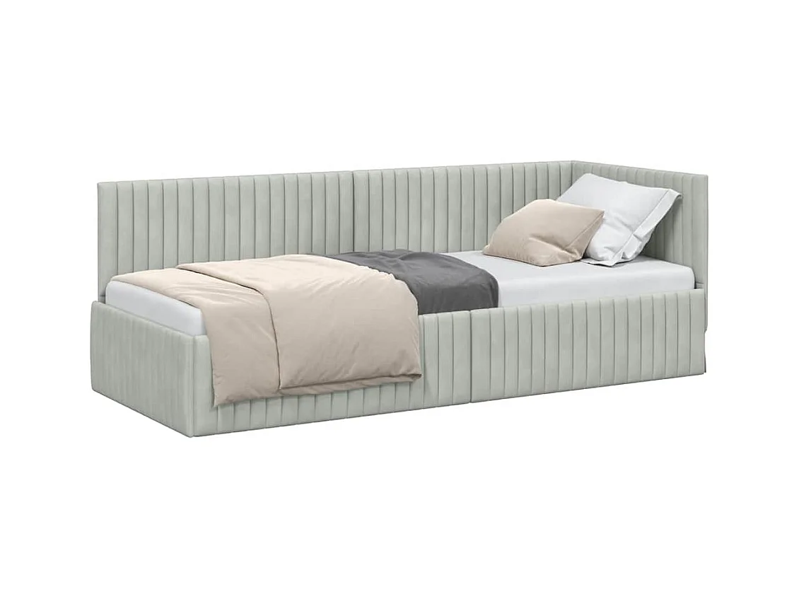 Estructura de cama esquinera Gris claro 80 x 200 cm Terciopelo