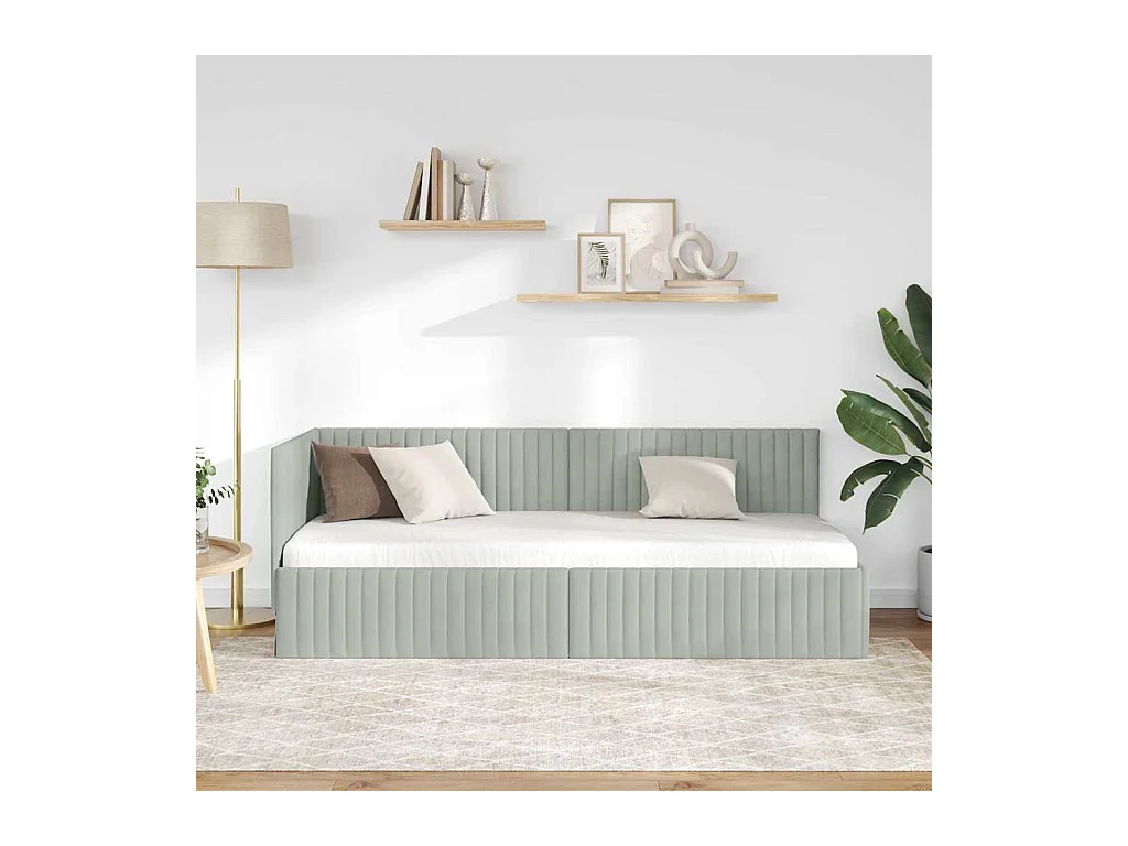 Estructura de cama esquinera Gris claro 80 x 200 cm Terciopelo