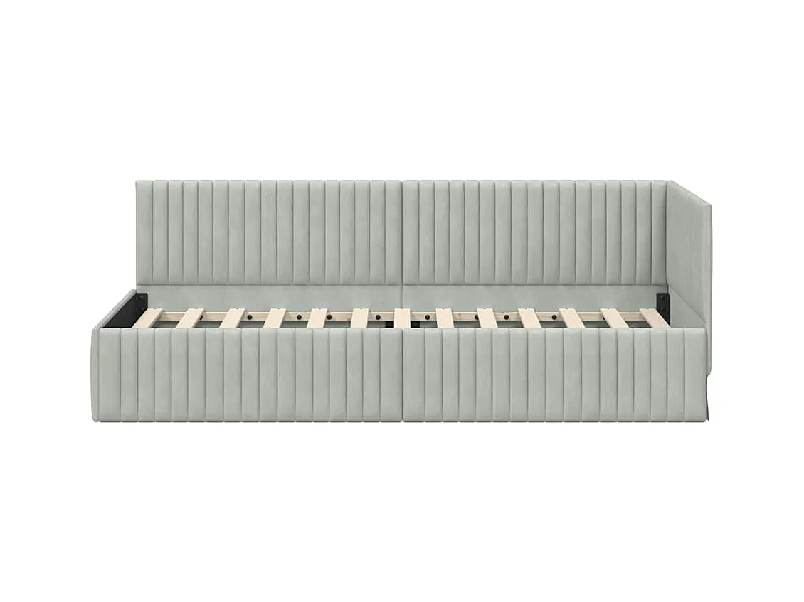 Estructura de cama esquinera Gris claro 80 x 200 cm Terciopelo